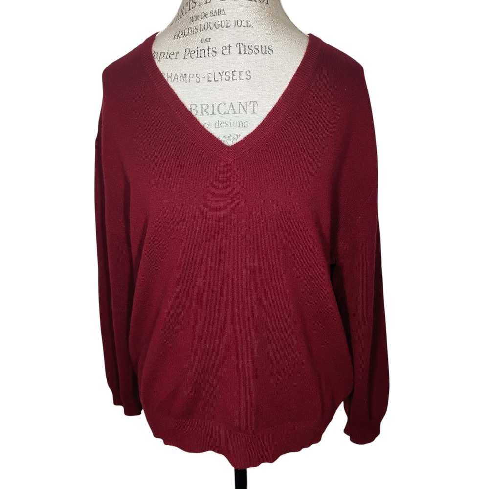 J Crew Perfect Cashmere Sweater Womens Small Burgundy Quiet Luxury Classic